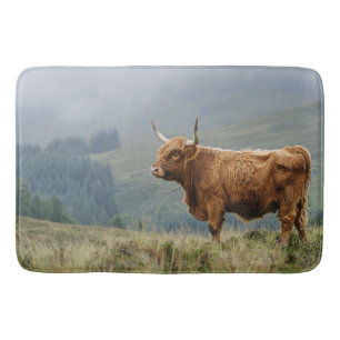 Highland Cow Misty Morning Badematte
