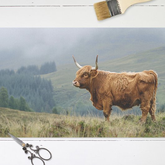 Highland Cow Misty Morning Decoupage Seidenpapier