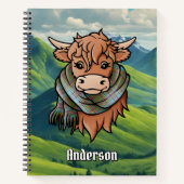 Highland Cow mit Anderson Tartan Scarf Notizblock (Vorderseite)