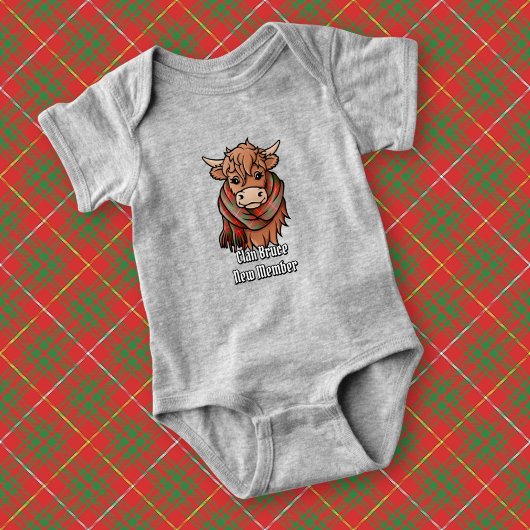 Highland Cow mit Bruce Tartan Scarf Baby Strampler