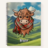 Highland Cow mit Bruce Tartan Scarf Notizblock (Vorderseite)