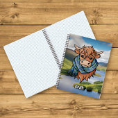 Highland Cow mit Keith Tartan Scarf Notizblock