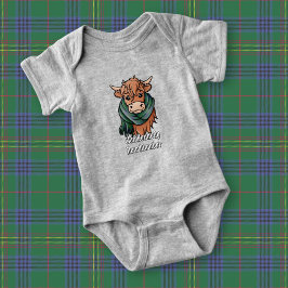 Highland Cow mit Kennedy Tartan Scarf Baby Strampler
