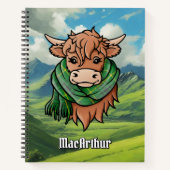 Highland Cow mit MacArthur Tartan Scarf Notizblock (Vorderseite)