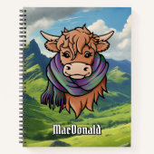Highland Cow mit Macdonald Tartan Scarf Notizblock (Vorderseite)