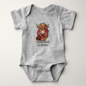Highland Cow mit MacDonald von Keppoch Scarf Baby Strampler (Vorderseite)