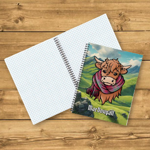 Highland Cow mit MacDougall Tartan Scarf Notizblock