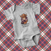 Highland Cow mit MacFarlane Dress Tartan Scarf Baby Strampler
