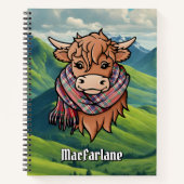 Highland Cow mit MacFarlane Tartan Scarf Notizblock (Vorderseite)