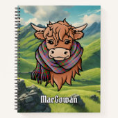Highland Cow mit MacGowan Tartan Scarf Notizblock (Vorderseite)
