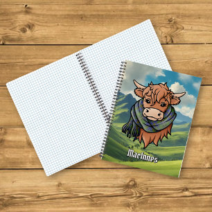Highland Cow mit MacInnes Tartan Scarf Notizblock