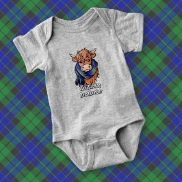 Highland Cow mit MacKay Tartan Scarf Baby Strampler
