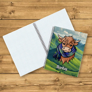 Highland Cow mit MacKay Tartan Scarf Notizblock