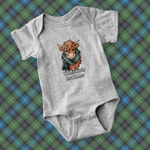 Highland Cow mit MacKenzie Tartan Scarf Baby Strampler