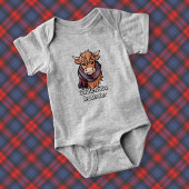 Highland Cow mit MacLachlan Tartan Scarf Baby Strampler