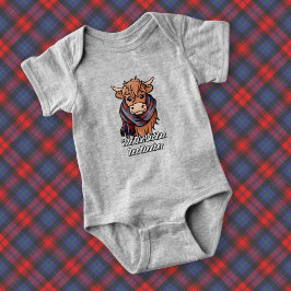 Highland Cow mit MacLachlan Tartan Scarf Baby Strampler