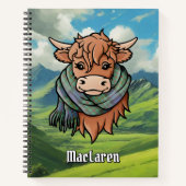 Highland Cow mit MacLaren Tartan Scarf Notizblock (Vorderseite)