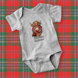 Highland Cow mit MacLean Tartan Scarf Baby Strampler