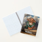 Highland Cow mit MacMillan Jagd Tartan Scarf Notizblock (Innenseite)