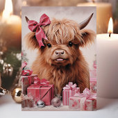 Highland Cow mit Pink Bow Weihnachten
