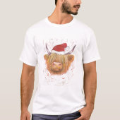 Highland Cow mit Weihnachten  T-Shirt (Vorderseite)