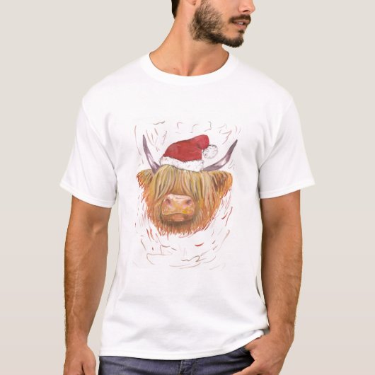 Highland Cow mit Weihnachten  T-Shirt (Vorderseite)