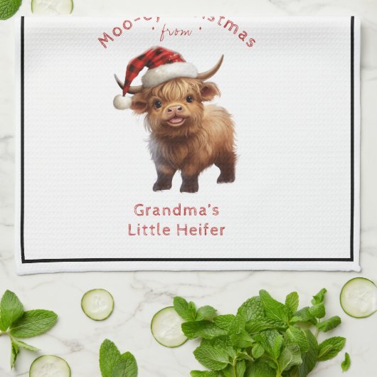 Highland Cow Moo-ey Weihnachtsküche Handtuch (Gefaltet)