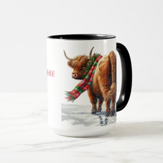 Highland Cow "Moo-ry Christmas" Coffee Tasse Cup (VorderseiteRechts)