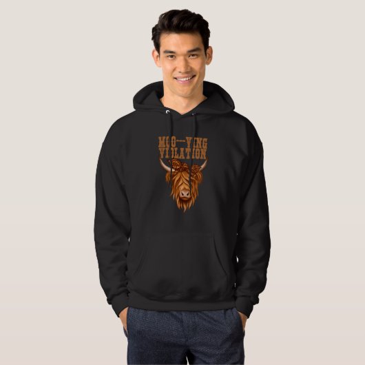Highland Cow Moo Ving Violation Hoodie (Vorne ganz)