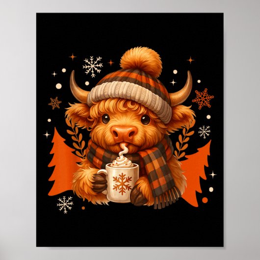 Highland Cow Mooey Christmas Pajamas Western Cowgi Poster (Vorne)