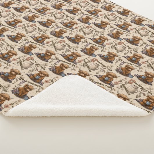 Highland Cow Morning Coffee Cozy Farmhouse Pattern Sherpadecke (3/4)