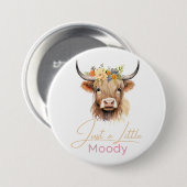 Highland Cow nur eine kleine Moody-Blume Kuh-Farm Button (Vorne & Hinten)