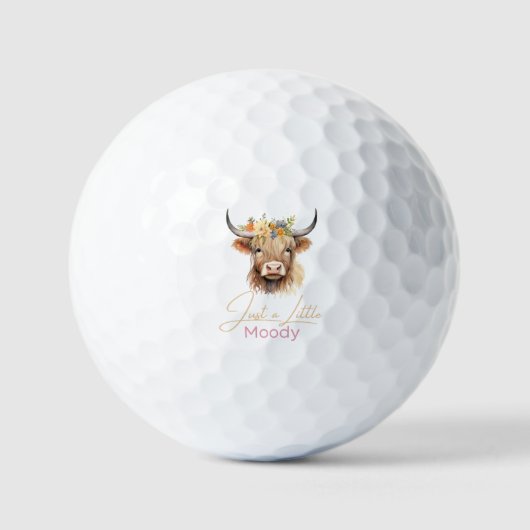 Highland Cow nur eine kleine Moody-Blume Kuh-Farm Golfball (Vorderseite)