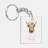 Highland Cow nur eine kleine Moody-Blume Kuh-Farm Schlüsselanhänger (Vorderseite links)