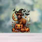 Highland Cow on Pumpkin Halloween Acrylschild (Neutral)