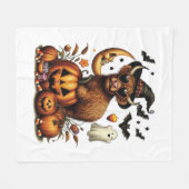 Highland Cow on Pumpkin Halloween Fleecedecke (Vorderseite (Horizontal))