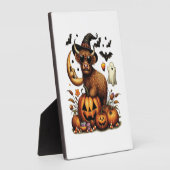 Highland Cow on Pumpkin Halloween Fotoplatte (Seite)