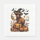 Highland Cow on Pumpkin Halloween Serviette (Vorderseite)