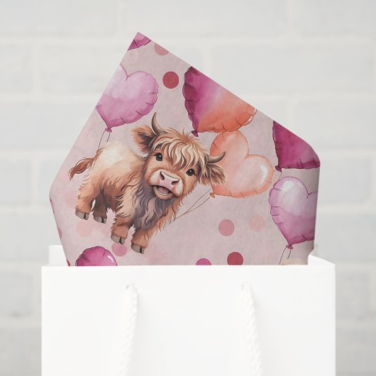 Highland Cow Pastel Balloon Cute Gift Seidenpapier (Geschenktüte)