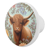 Highland Cow Pastel William Morris Inspired Floral Keramikknauf (Rechts)