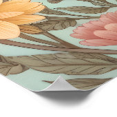 Highland Cow Pastel William Morris Inspired Floral Poster (Ecke)