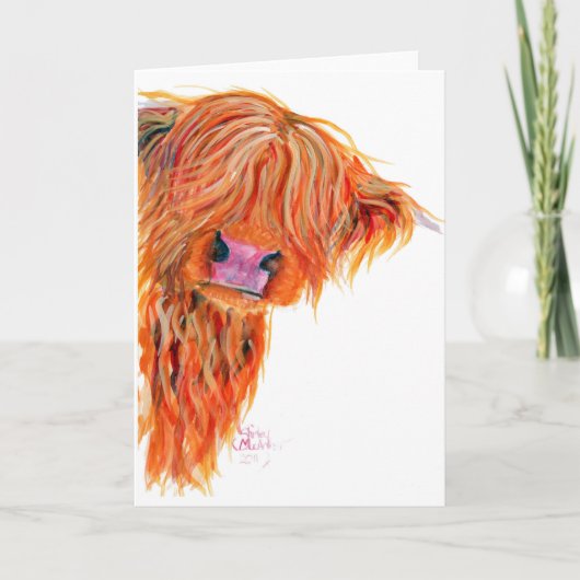 Highland Cow 'Peekaboo' Grußkarte Karte (Vorderseite)