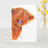 Highland Cow 'Peekaboo' Grußkarte Karte (Gelbe Blume)