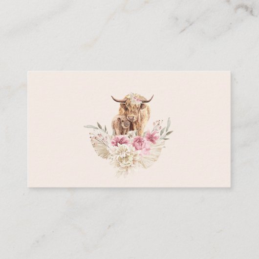 Highland Cow Pink Boho Floral Book Request Insert (Rückseite)