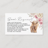 Highland Cow Pink Boho Floral Book Request Insert (Vorderseite)