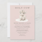 Highland Cow Pink Bow Girl Baby Shower  Einladung (Vorderseite)