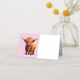 Highland Cow Pink Platzkarte