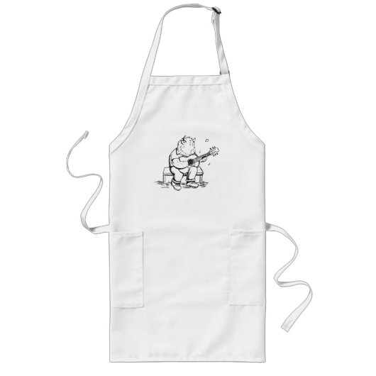 Highland Cow Plays Acoustic Guitar Lange Schürze (Vorne)