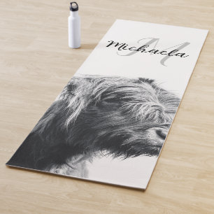 Highland cow portrait initial monogram black white yogamatte