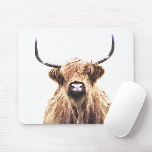 Highland Cow Portrait Mousepad (Mit Mouse)